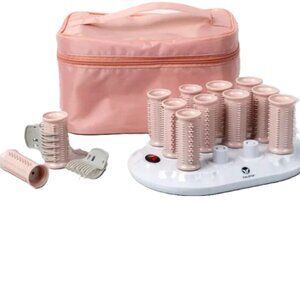 Calista Ion Hot Rollers 12 , 1" Short, 1.25" Medium Clips Stand Case Pink NEW